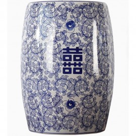 14098/DA ΣΚΑΜΠΟ - ΒΟΗΘΗΤΙΚΟ ΤΡΑΠΕΖΑΚΙ ΚΙΝΕΖΙΚΟΥ ΣΤΥΛ ΣΕ ΜΠΛΕ-ΛΕΥΚΟ ΧΡΩΜΑ  Φ 33x45 cm