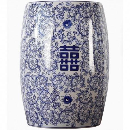 14098/DA ΣΚΑΜΠΟ - ΒΟΗΘΗΤΙΚΟ ΤΡΑΠΕΖΑΚΙ ΚΙΝΕΖΙΚΟΥ ΣΤΥΛ ΣΕ ΜΠΛΕ-ΛΕΥΚΟ ΧΡΩΜΑ  Φ 33x45 cm