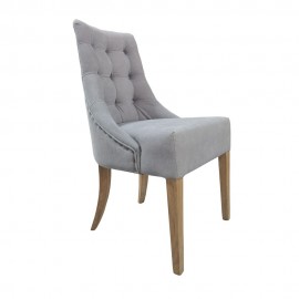 485/069 ΠΟΛΥΘΡΟΝΑ  ΜΕ ΥΦΑΣΜΑ ΓΚΡΙ LINEN-COTTON ΞΥΛΟ ΟΞΙΑ ΑΝΤΙΚΕ 52X53,5Χ105cm