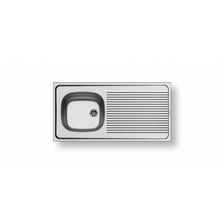 Pyramis International 1B 1D Επικαθήμενος Νεροχύτης Inox Σατινέ Μ100xΠ50cm Ασημί