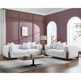 Ε9447,S1 KANSAS Set Σαλόνι - Καθιστικό, 2Θέσιος-3Θέσιος, Teddy Ύφασμα Άσπρο