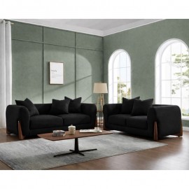 Ε9447,S2 KANSAS Set Σαλόνι - Καθιστικό, 2Θέσιος-3Θέσιος, Teddy Ύφασμα Μαύρο