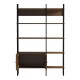 230-000128 Βιβλιοθήκη Rhombo pakoworld καρυδί-μαύρο 120x35x180εκ