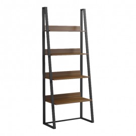 230-000157 Βιβλιοθήκη-Ραφιέρα Alfa pakoworld καρυδι-μαύρο μέταλλο 75x36x185εκ