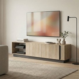 230-000127 Έπιπλο τηλεόρασης με Led Vario pakoworld sonoma - ανθρακί 185.6x35x45εκ