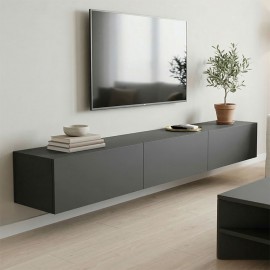 230-000197 Έπιπλο τηλεόρασης επιτοίχιο με Led Rival pakoworld λευκό 210x35x30εκ