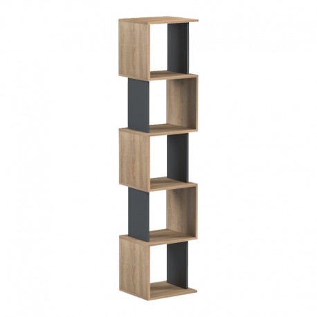 230-000175 Βιβλιοθήκη Cubik pakoworld sonoma- ανθρακί 35x30x161εκ