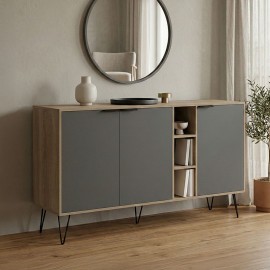 230-000162 Μπουφές Balain pakoworld sonoma-ανθρακί 142x35.5x83εκ