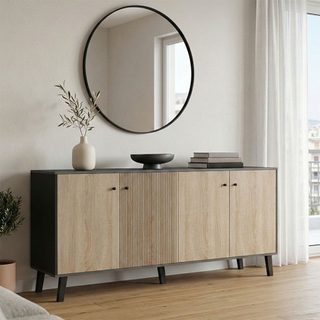 230-000133 Μπουφές Tuscany pakoworld sonoma-ανθρακί 180x40x78.6εκ