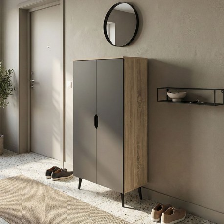 383-000151 Παπουτσοθήκη-ντουλάπα Oufelia pakoworld sonoma-ανθρακί 60x32.5x134.5εκ