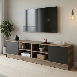 383-000153 Έπιπλο τηλεόρασης Tivia pakoworld sonoma-ανθρακί 180x35x41.5εκ