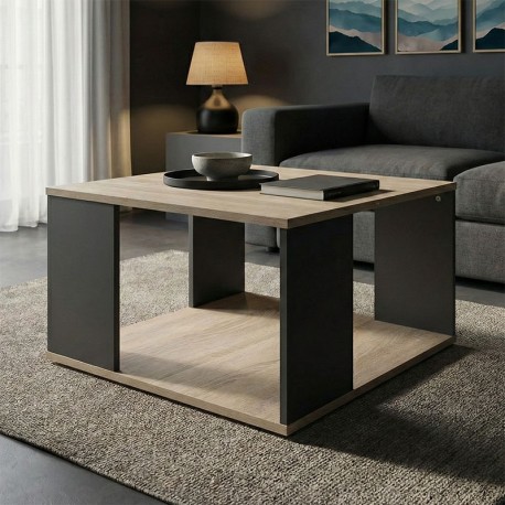 383-000141 Τραπέζι σαλονιού Zelegan pakoworld sonoma-ανθρακί 60x60x39εκ