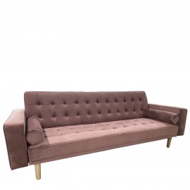 14290062 Καναπές Κρεβάτι Τριθέσιος ArteLibre AUBREY Σάπιο Μήλο Ύφασμα 224x88x84cm Ροζ/Σάπιο Μήλο