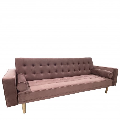 14290062 Καναπές Κρεβάτι Τριθέσιος ArteLibre AUBREY Σάπιο Μήλο Ύφασμα 224x88x84cm Ροζ/Σάπιο Μήλο
