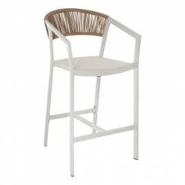 ΣΚΑΜΠΟ ΑΛΟΥΜΙΝΙΟΥ MIRI ΛΕΥΚΟ ΜΕ ΜΠΡΑΤΣΑ RATTAN & TEXTLINE 56x58x105Yεκ. HM5892.22