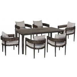 34357-240075 SKIATHOS Τραπεζαρία Rattan Σέτ 7 Τεμαχίων ,Με Αλουμίνιο Σκελετό 183 x 101,5 x 76(h)cm