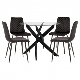 ΣΕΤ ΤΡΑΠΕΖΑΡΙΑΣ ΕΣ.ΧΩΡΟΥ 5ΤΜΧ JAFARU HM11073 ΜΕΤΑΛΛΟ--ΒΕΛΟΥΔΟ ΣΕ ΜΑΥΡΟ