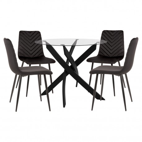 ΣΕΤ ΤΡΑΠΕΖΑΡΙΑΣ ΕΣ.ΧΩΡΟΥ 5ΤΜΧ JAFARU HM11073 ΜΕΤΑΛΛΟ--ΒΕΛΟΥΔΟ ΣΕ ΜΑΥΡΟ