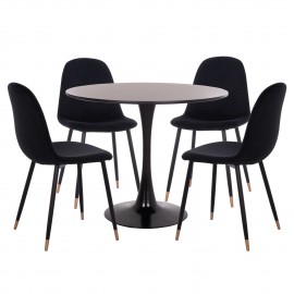 ΣΕΤ ΤΡΑΠΕΖΑΡΙΑΣ 5ΤΜΧ BROLIN HM21191 MDF TOP-ΜΕΤΑΛΛΙΚΑ ΠΟΔΙΑ-ΒΕΛΟΥΔΟ--ΜΑΥΡΟ