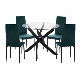 ΣΕΤ ΤΡΑΠΕΖΑΡΙΑΣ 5ΤΜΧ LADY HM21199.03 ΓΥΑΛΙ--ΜΕΤΑΛΛΟ ΣΕ ΜΑΥΡΟ & ΒΕΛΟΥΔΟ ΚΥΠΑΡΙΣΣΙ