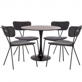 ΣΕΤ ΤΡΑΠΕΖΑΡΙΑΣ 5ΤΜΧ BROLIN HM21200 MDF TOP & ΜΕΤΑΛΛΟ ΜΑΥΡΟ-ΣΚΟΥΡΟ ΓΚΡΙ ΥΦΑΣΜΑ