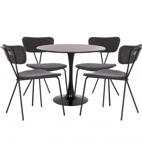 ΣΕΤ ΤΡΑΠΕΖΑΡΙΑΣ 5ΤΜΧ BROLIN HM21200 MDF TOP & ΜΕΤΑΛΛΟ ΜΑΥΡΟ-ΣΚΟΥΡΟ ΓΚΡΙ ΥΦΑΣΜΑ