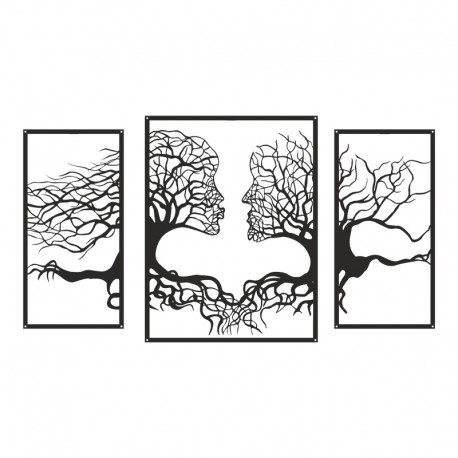 120-000663 Διακοσμητικό τοίχου Connecto pakooworld σετ 3τεμ μαύρο μεταλλικό
