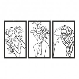 120-000660 Διακοσμητικό τοίχου Witho pakooworld σετ 3τεμ μαύρο μεταλλικό 30x1,5x50εκ