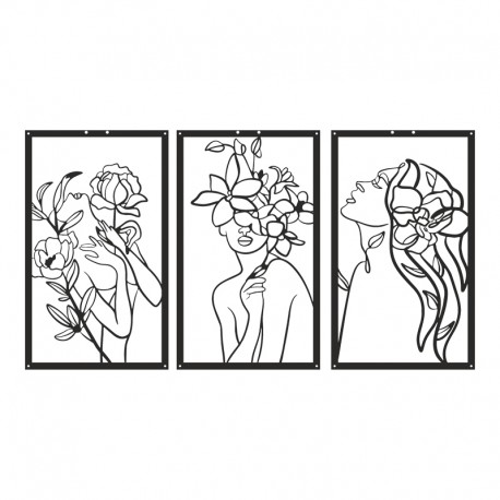 120-000660 Διακοσμητικό τοίχου Witho pakooworld σετ 3τεμ μαύρο μεταλλικό 30x1,5x50εκ