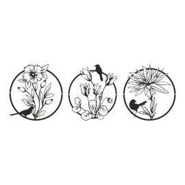 120-000659 Διακοσμητικό τοίχου Renka pakooworld σετ 3τεμ μαύρο μεταλλικό Φ30x1,5εκ