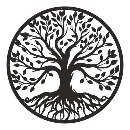 120-000655 Διακοσμητικό τοίχου Treelife pakooworld μαύρο μεταλλικό Φ80x1,5εκ