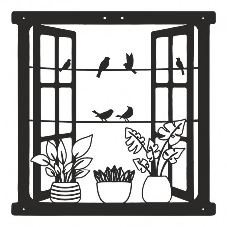 120-000638 Διακοσμητικό τοίχου Windo pakooworld μαύρο μεταλλικό 50x1,5x50εκ