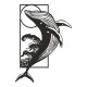 120-000636 Διακοσμητικό τοίχου Whale pakooworld μαύρο μεταλλικό 38x1,5x50εκ