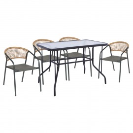 ΣΕΤ ΤΡΑΠΕΖΑΡΙΑΣ 5ΤΜΧ ADAM HM10727.01 ΚΑΡΕΚΛΕΣ ΜΕΤΑΛΛΙΚΕΣ & ΤΡΑΠΕΖΙ 110x60εκ ΓΚΡΙ