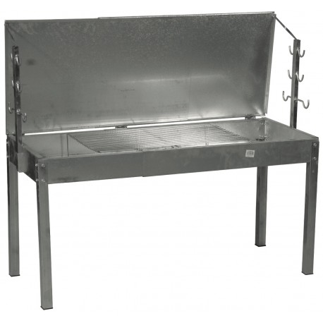 22161-L166129 Γαλβανιζέ Ψησταριά ,Συναρμολογούμενη Συρταρωτή Με Σχάρα Και Καπάκι 145 x  50 x 63(h)cm