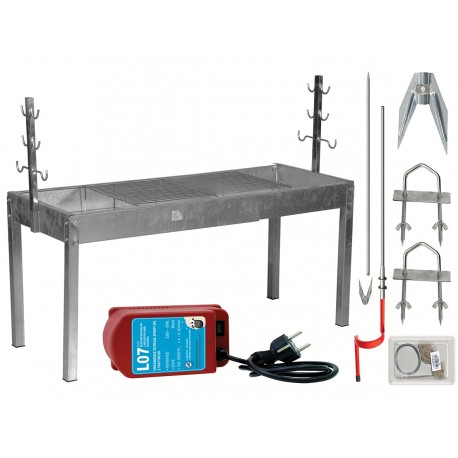 24108-L166131 Σετ Ψησταριά αρνιού συρταρωτή πλήρης με παρελκόμενα , 145(L) x 50(W) x 63(H)cm