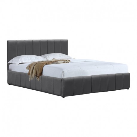 388-000021 Κρεβάτι Snuggle pakoworld με αποθηκευτικό χώρο βελούδο ανθρακί 160x200εκ