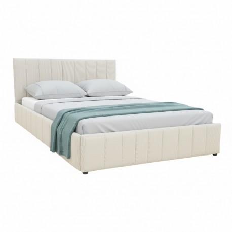 388-000023 Κρεβάτι Snuggle pakoworld με αποθηκευτικό χώρο ύφασμα μπεζ 160x200εκ