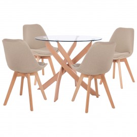 ΣΕΤ ΤΡΑΠΕΖΑΡΙΑΣ 5ΤΜΧ ΤΡΑΠΕΖΙ Φ90X74 & 4 ΚΑΡΕΚΛΕΣ VEGAS ΜΕ ΜΠΕΖ ΥΦΑΣΜΑ HM11693.53