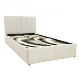 388-000019 Κρεβάτι Snuggle pakoworld με αποθηκευτικό χώρο ύφασμα μπεζ 120x200εκ