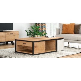 RL ΤΡΑΠΕΖΑΚΙ ΣΑΛΟΝΙΟΥ N17  Ορθογώνιο Ξύλινο με Μεταλλική Βάση & Σκαμπό  Φ119 Χ Υ38 ΧΒ66.5 CM