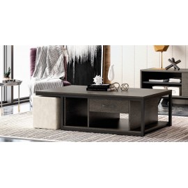 RL ΤΡΑΠΕΖΑΚΙ ΣΑΛΟΝΙΟΥ N18  Ορθογώνιο Ξύλινο με Μεταλλική Βάση & Σκαμπό  Φ119 Χ Υ38 ΧΒ66.5 CM