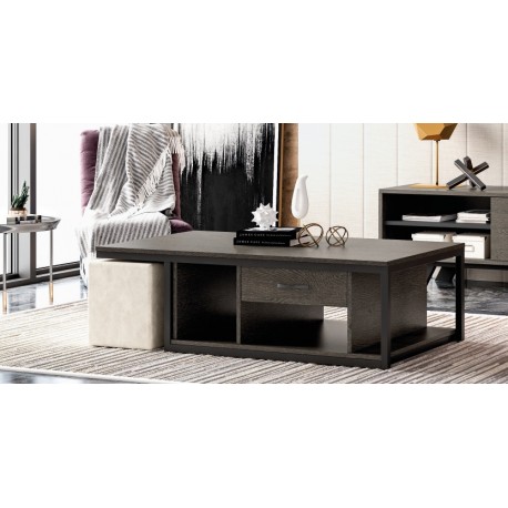 RL ΤΡΑΠΕΖΑΚΙ ΣΑΛΟΝΙΟΥ N18  Ορθογώνιο Ξύλινο με Μεταλλική Βάση & Σκαμπό  Φ119 Χ Υ38 ΧΒ66.5 CM