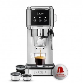 Izzy IZ-6015 Μηχανή Espresso 1350W Πίεσης 20bar Ασημί