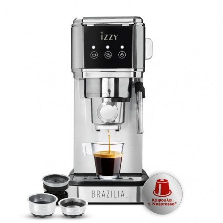Izzy IZ-6015 Μηχανή Espresso 1350W Πίεσης 20bar Ασημί