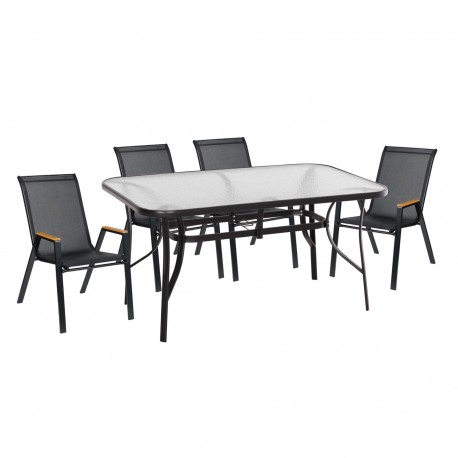 ΣΕΤ ΤΡΑΠΕΖΑΡΙΑΣ 5ΤΜΧ BRUNO HM10729.03 ΚΑΡΕΚΛΕΣ ΜΕΤΑΛΛΙΚΕΣ & ΤΡΑΠΕΖΙ 150x90εκ ΜΑΥΡΟ