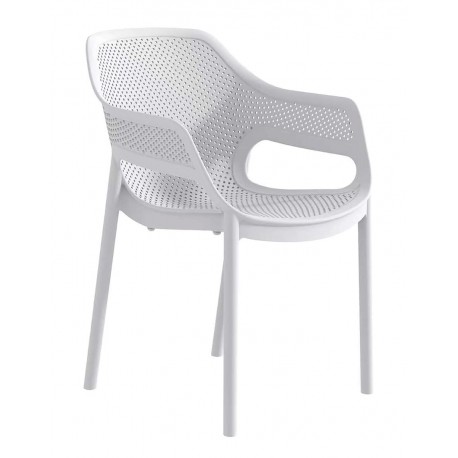 34335-261435 Λευκή Στοιβαζόμενη Πολυθρόνα Πολυπροπυλένιου Με UV Προστασία