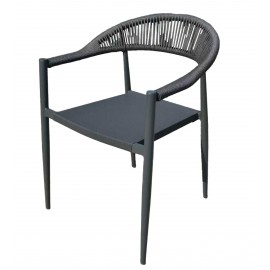 41018-261412 Πολυθρόνα Αλουμινίου Με Γκρί Textline Σχοινί