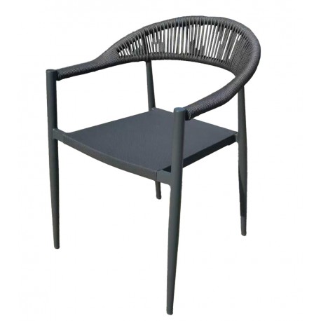 41018-261412 Πολυθρόνα Αλουμινίου Με Γκρί Textline Σχοινί