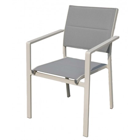 41022-261414 Λευκή Στοιβαζόμενη Πολυθρόνα Αλουμινίου Με Διάτρητο Ύφασμα